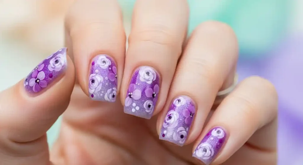 Lilac and Lavender Aura Nails