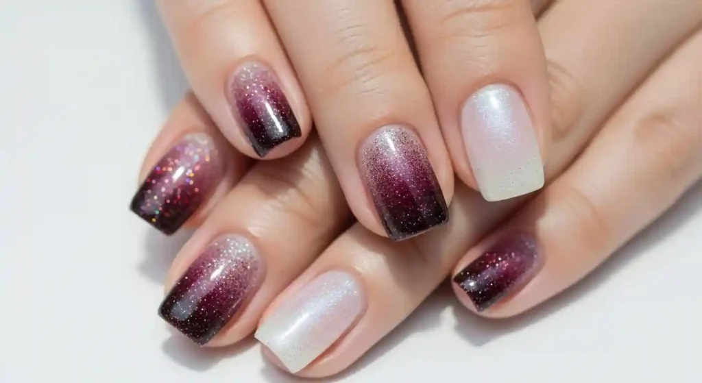 Ombre gliter nails