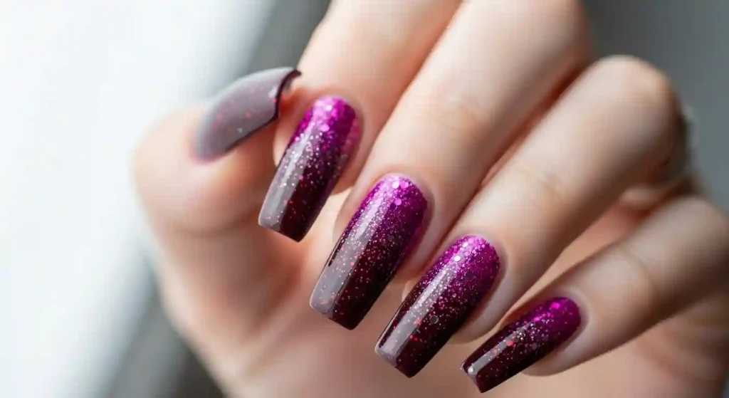 Ombre gliter nails
