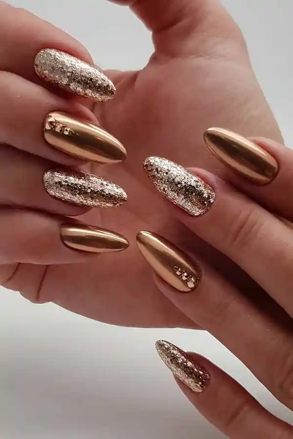 gold chrome nails