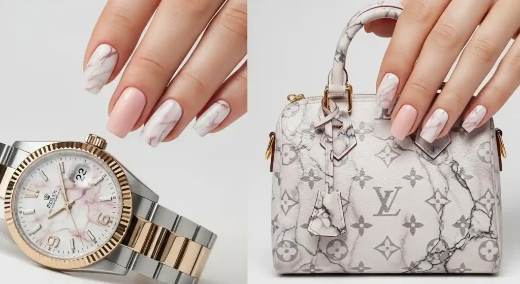 marble effect nails