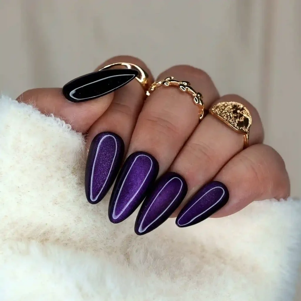 purple cat eye nails