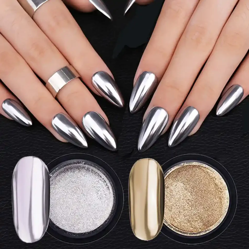 silver chrome nails